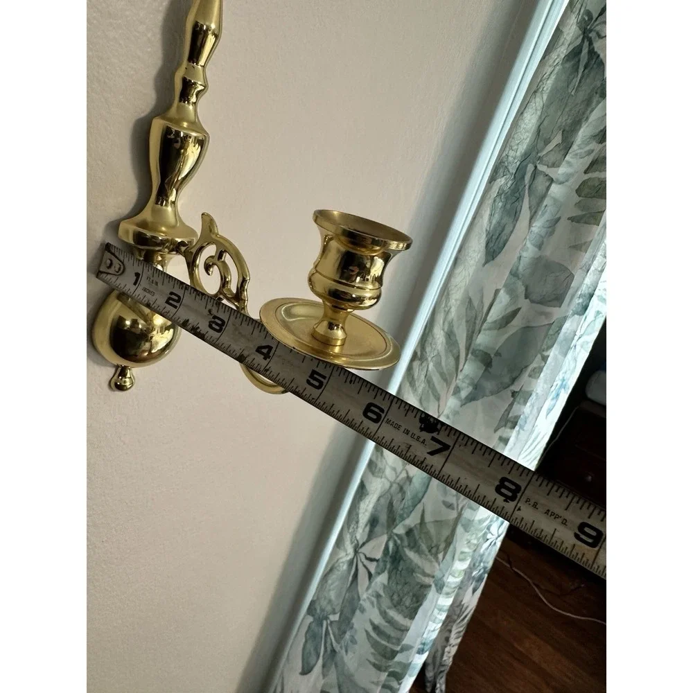 Vintage Solid Brass Wall Sconce Candle‎ Holders Pair Single Arm 12